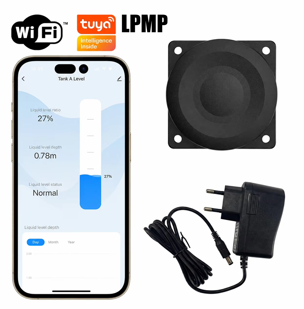 Smart Home Tuya Ultrasonic Water Tank Level Monitor System - جهاز مراقبة مستوى المياه بالموجات فوق