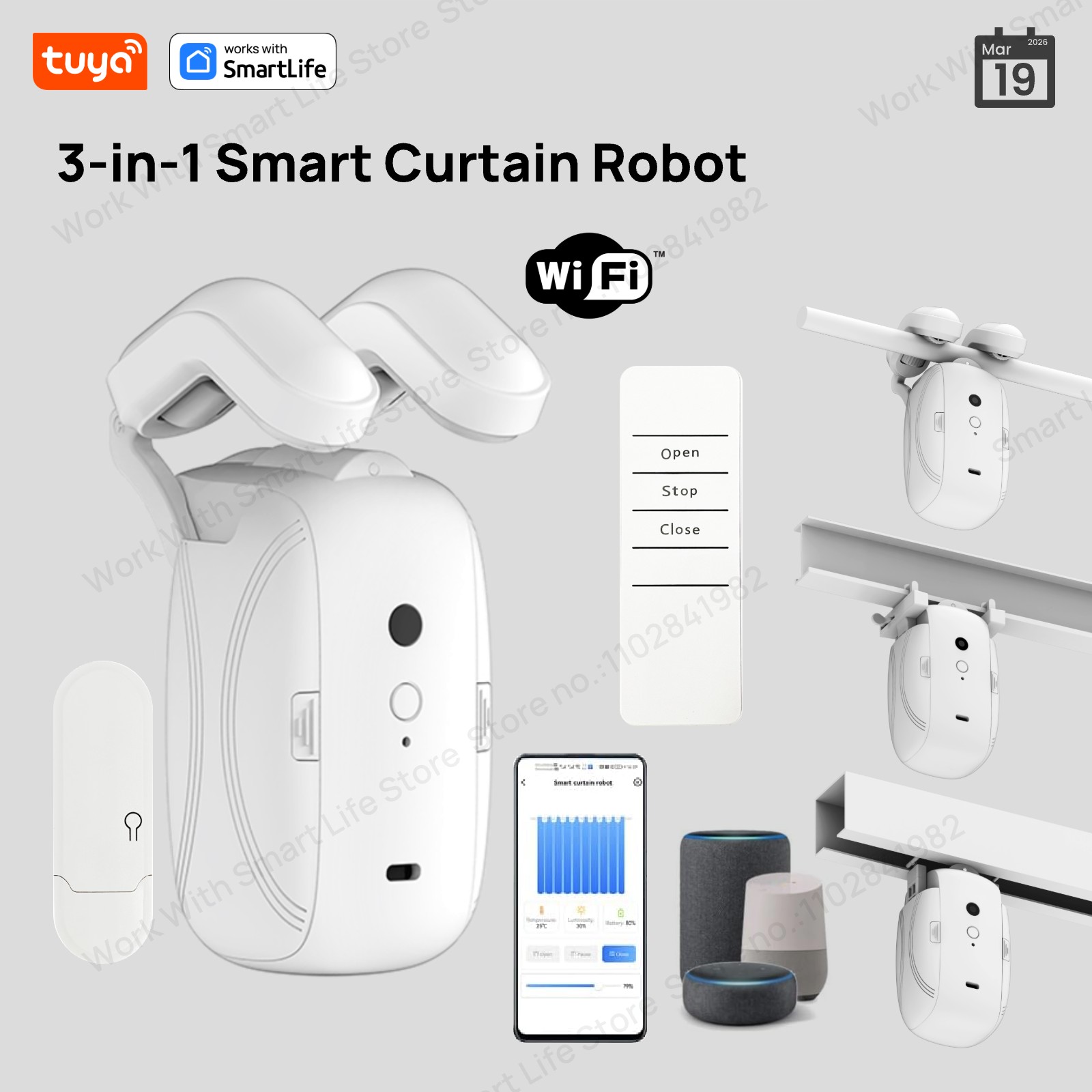 Smart Home Wifi Hub - روبوت ستائر ذكي من تويا يعمل